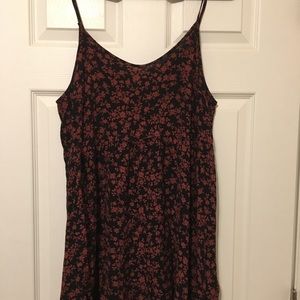 Black and dark orange floral swing dress